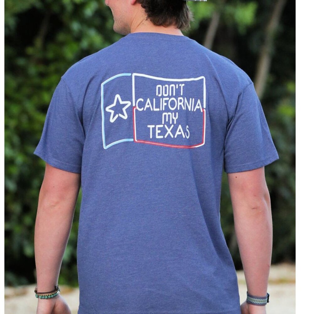 BURLEBO - NEW “Don’t California My Texas” Men’s Tee – Heather Navy